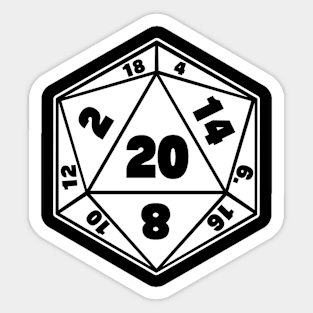 White D20 Dice Sticker